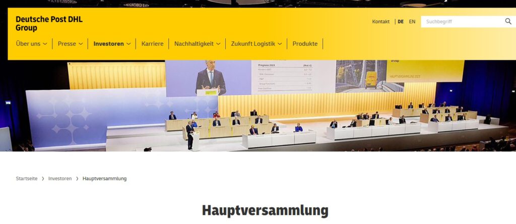 Screenshot Hauptversammlung Deutsche Post 2023