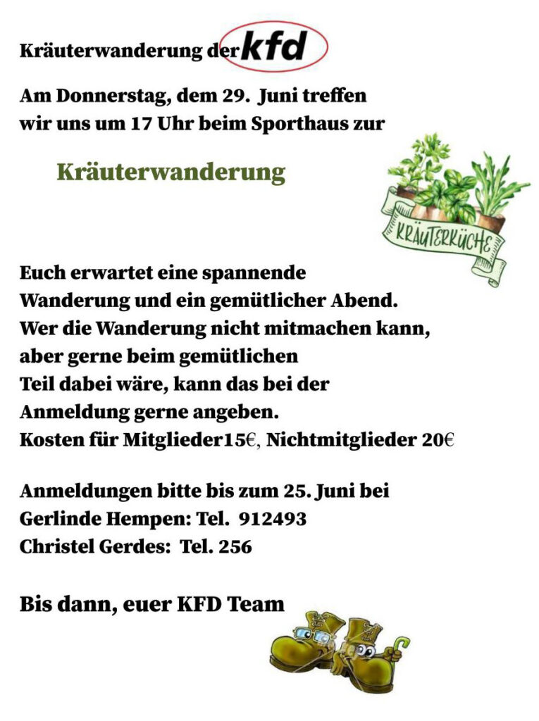 Flyer Kräuterwanderung der KFD