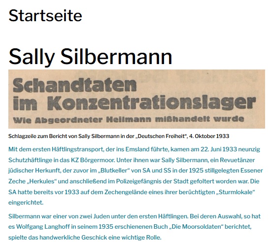 Screenshot Augenszeugenbericht Sally Silbermann
