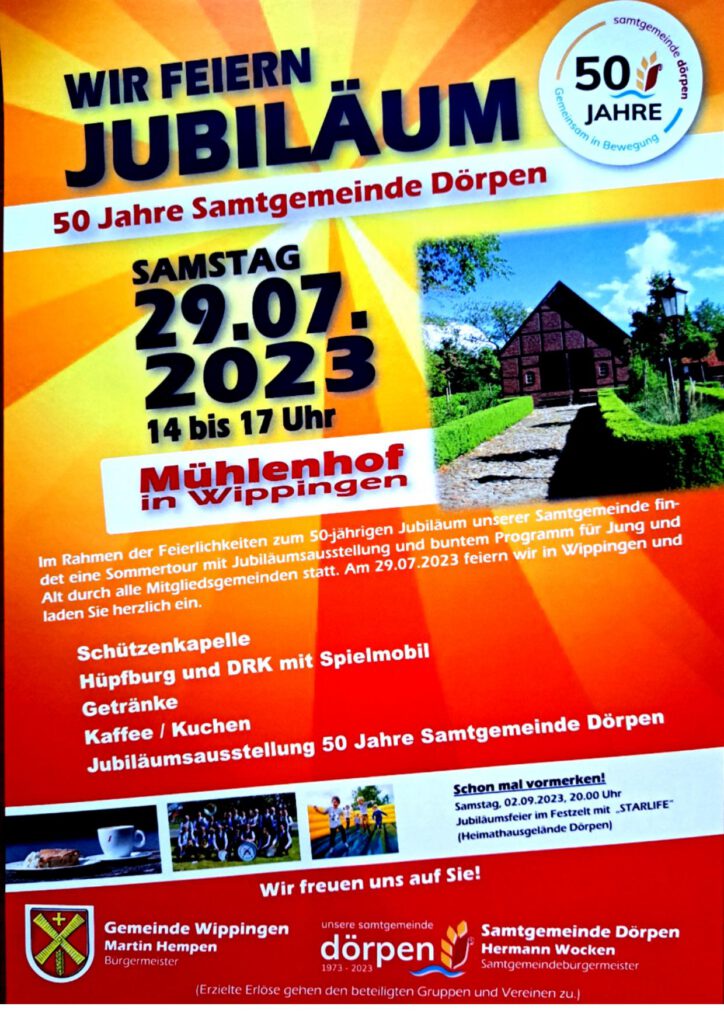 Flyer 50 Jahre Samtgemeinde Dörpen, Veranstaltung in Wippingen