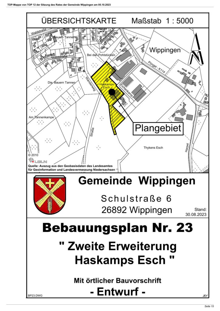 Übersichtskarte Bebauungsplan Haskamps Esch