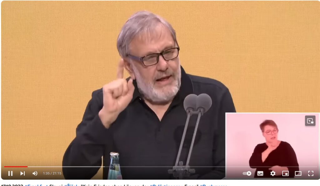 Slavoj Zizek auf der Frankfurter Buchmesse 2023