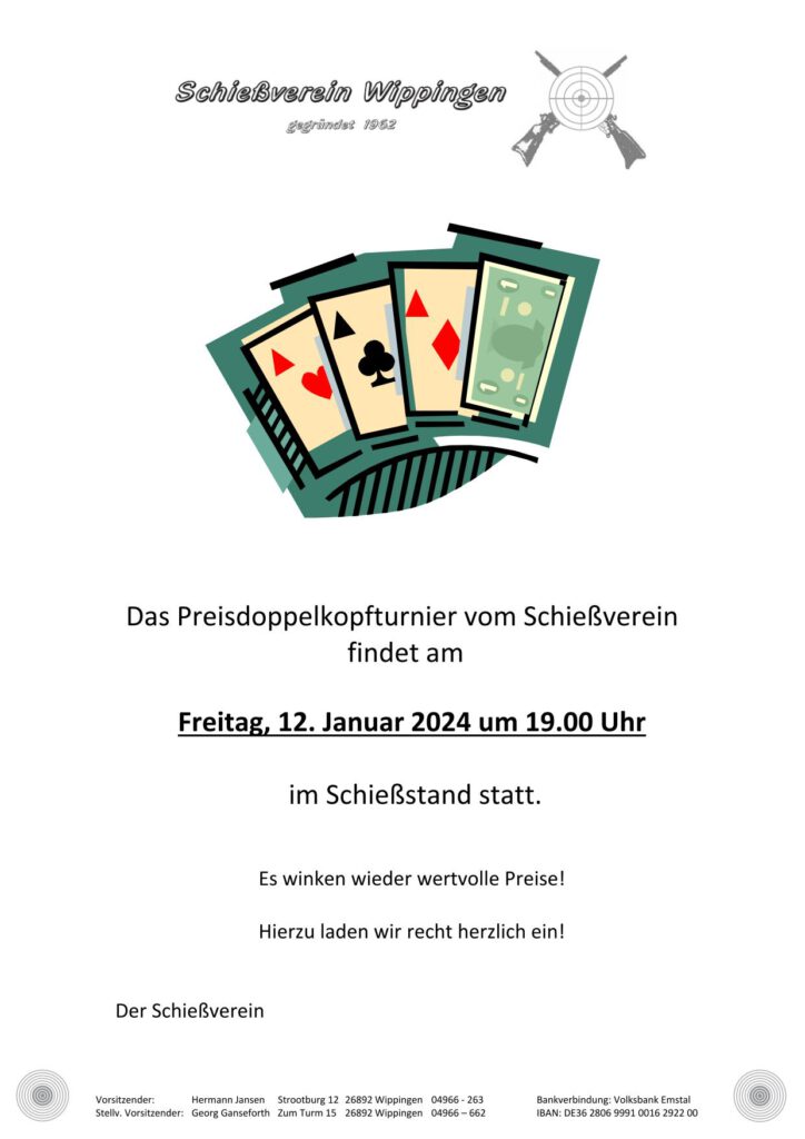 Flyer Preisdoppelkopfturnier vom Schießverein 