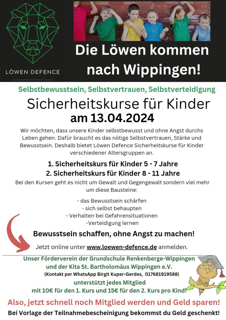 Flyer der Bücherei Wippingen zu LöwenDefence