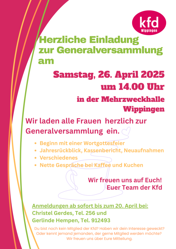 Einladung der KFD zur Generalversammlung 2025
