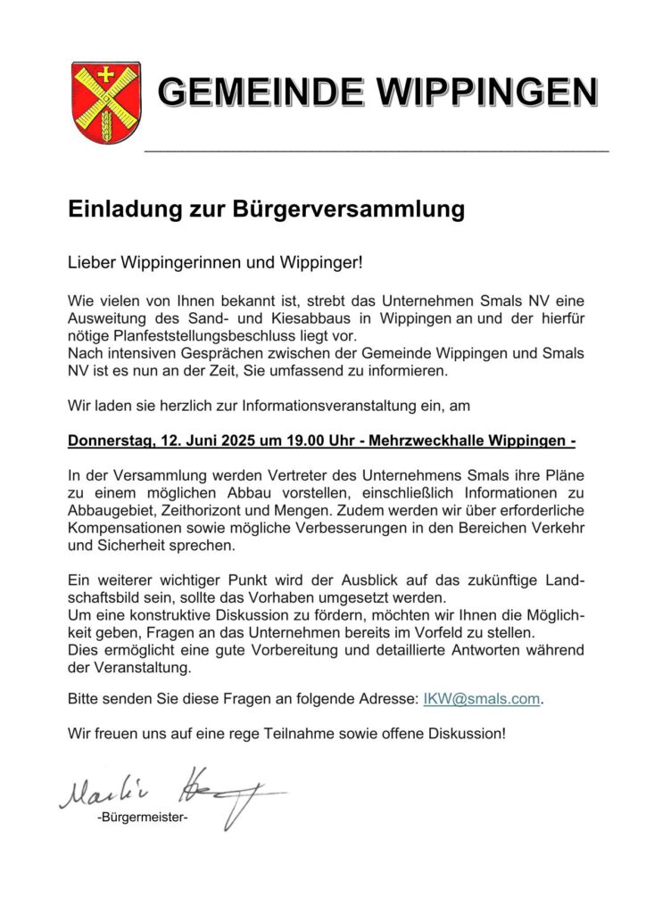 Einladung der Gemeinde zur Bürgerversammlung