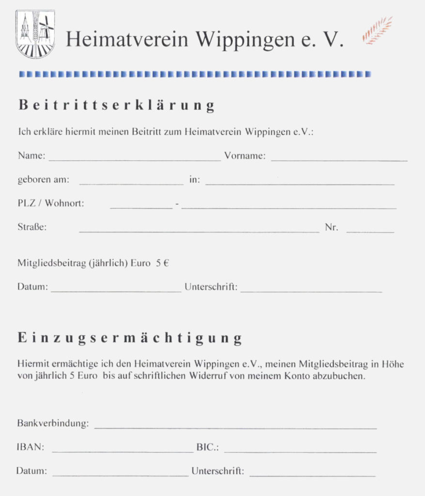 Beitrittserklärung Heimatverein Wippingen