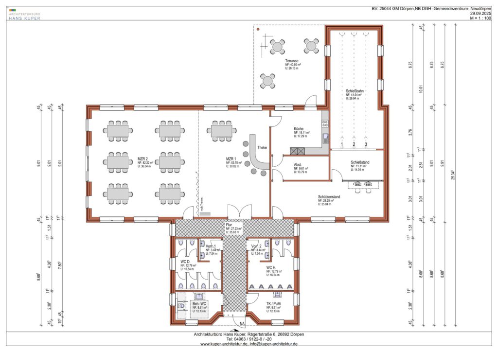 Grundriss des neuen Gemeindezentrum Neudörpen 11/2025