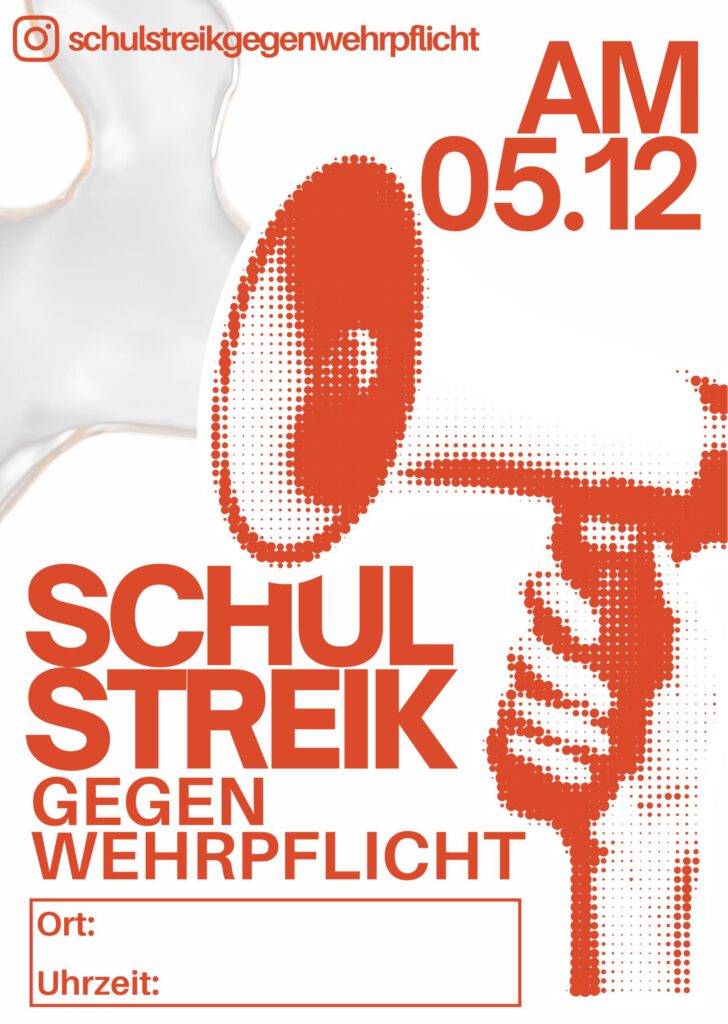 Plakat Schulstreik gegen Wehrpflicht