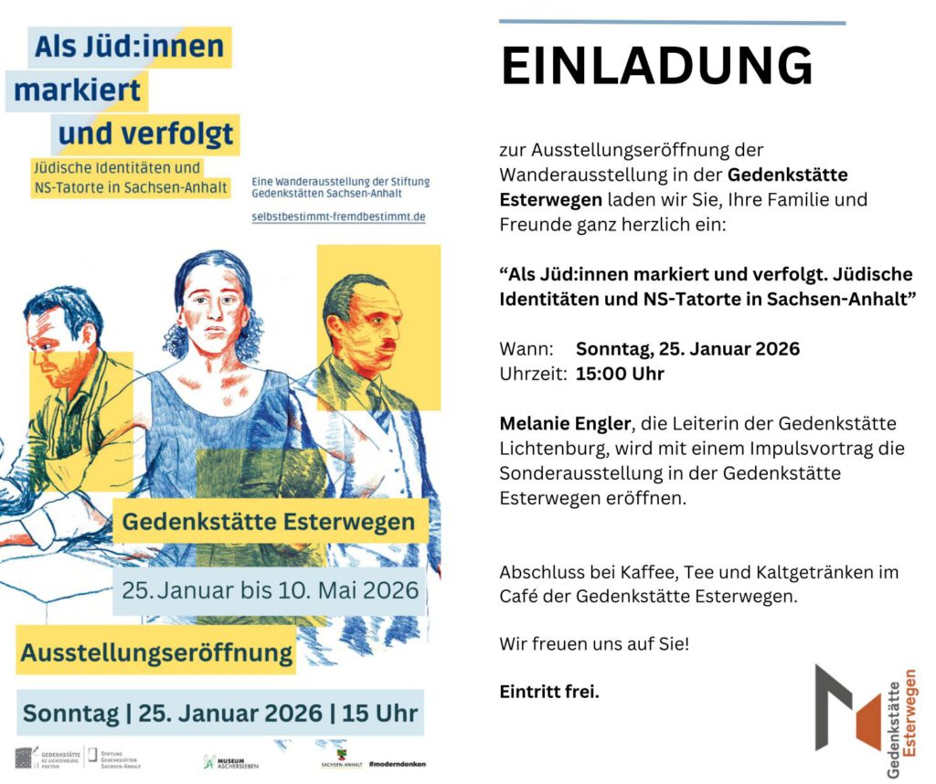 Einladung Jüdiscvhe Identitäten - Ausstellung Gedenkstätte Esterwegen