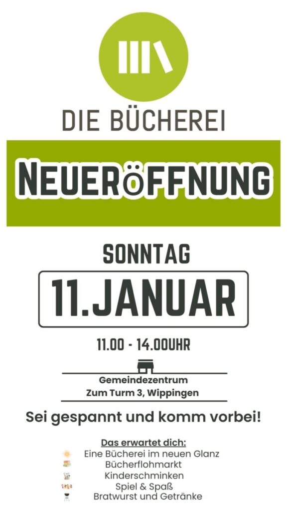 Einladung zur Neueröffnung der Bücherei
