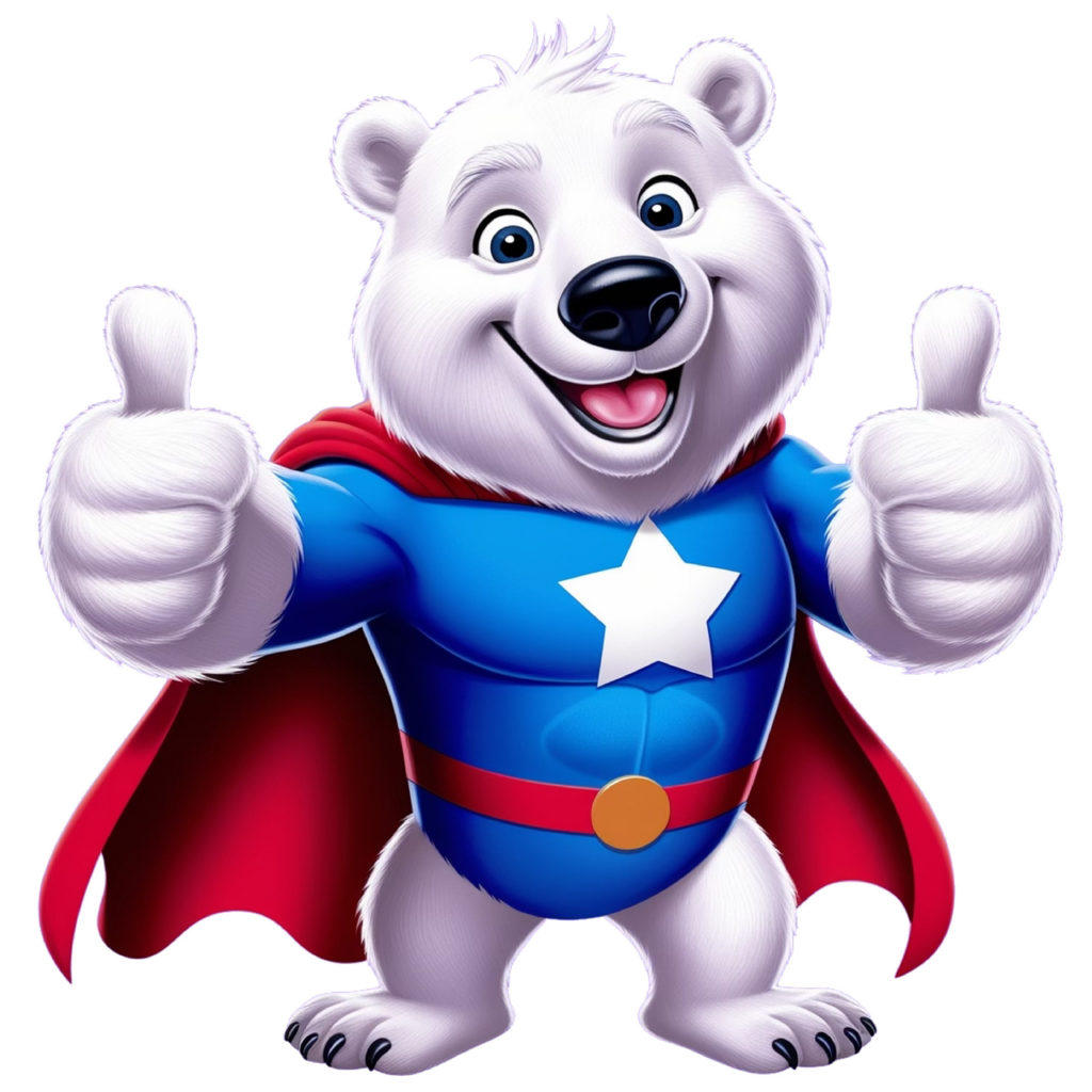 Eisbär als Superman