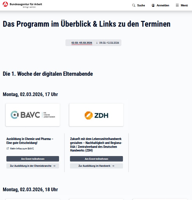 Screenshot Digitale Elternabende