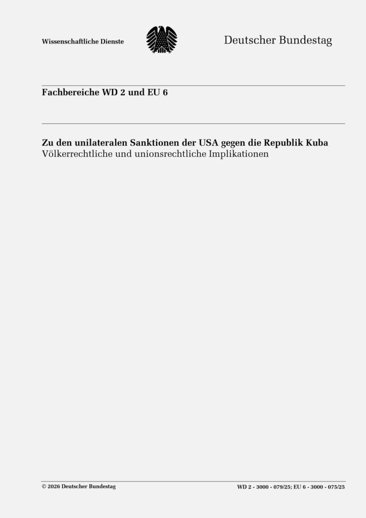 Bundestagsgutachten 2/2026 zu Kuba-Sanktionen