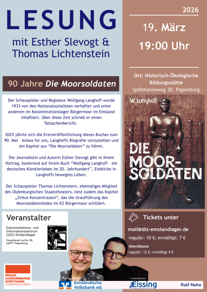 Plakat Lesung zu die Moorsoldaten