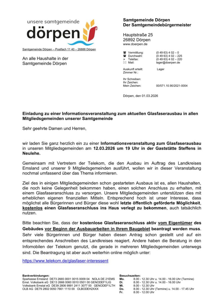 Flyer Samtgemeinde Termin Glasfaserausbau