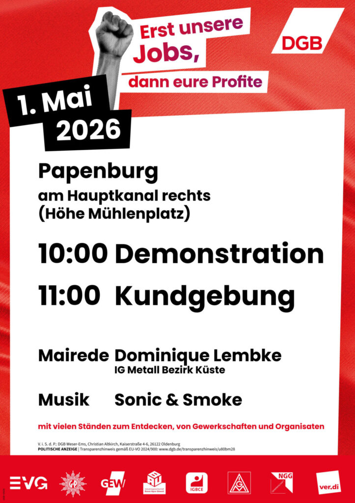 Plakat Maikundgebung Papenburg 2026