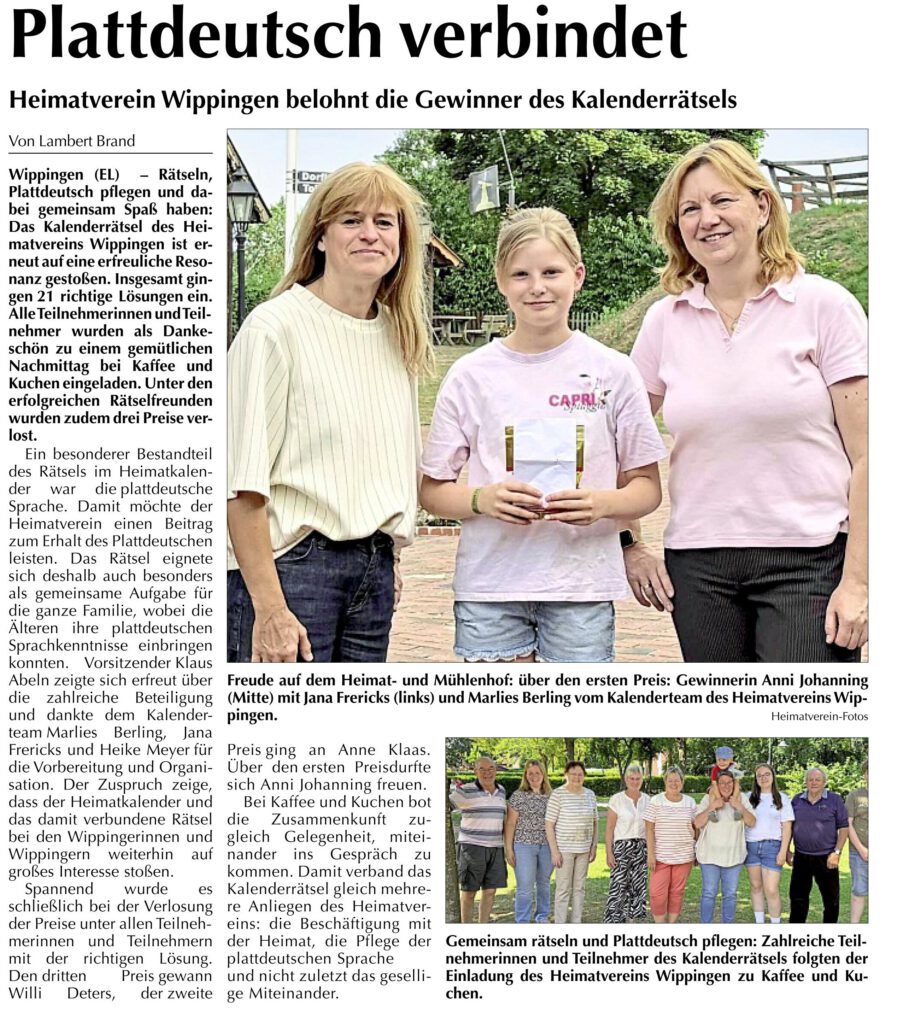 EL-Kurier 16.08.2026, Gewinner des Kalenderätsels des Heimatkalenders